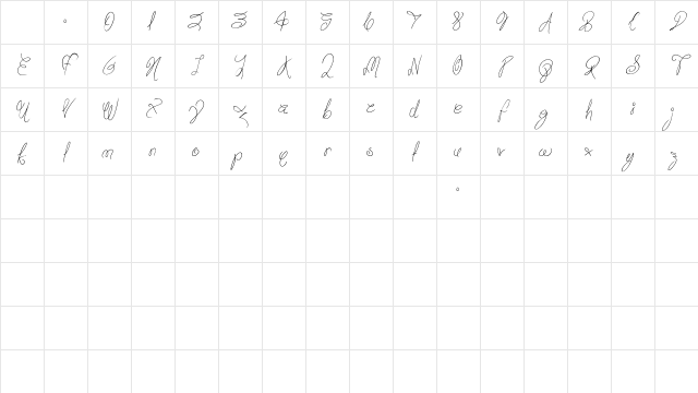 Truly Yours Regular Character Map