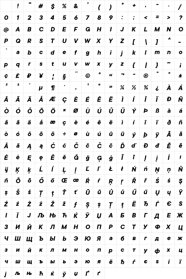 TT Commons Bold Italic Character Map TT Commons Bold Italic Character Map