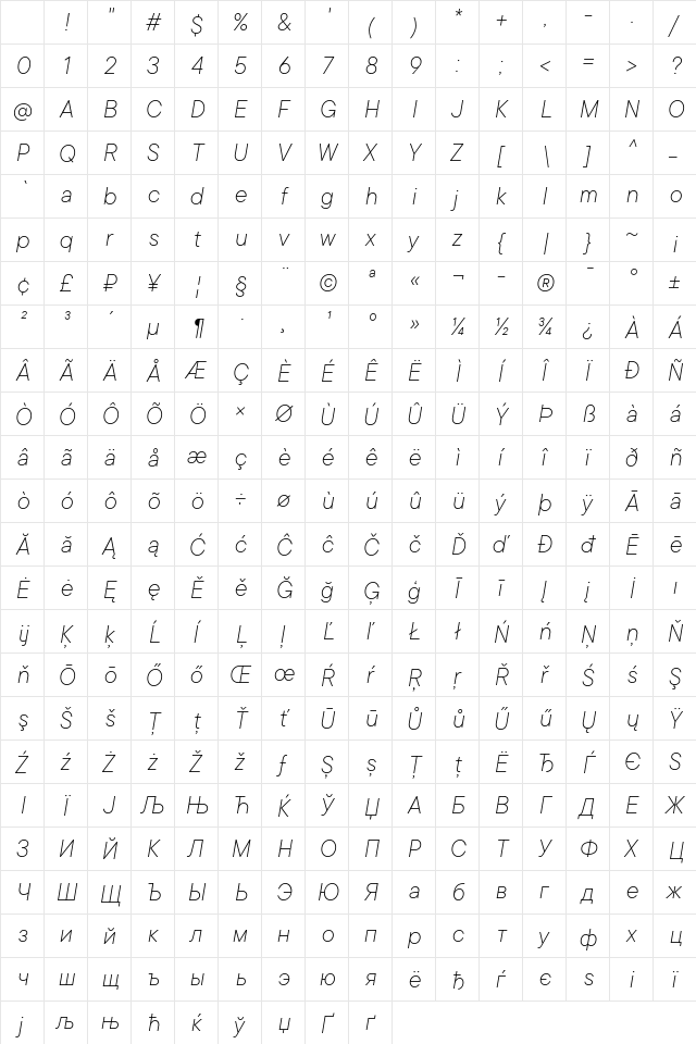 TT Commons ExtraLight Italic Italic Character Map TT Commons ExtraLight Italic Italic Character Map