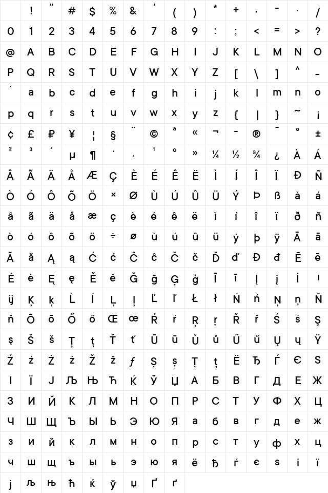 TT Commons Medium Regular Character Map TT Commons Medium Regular Character Map