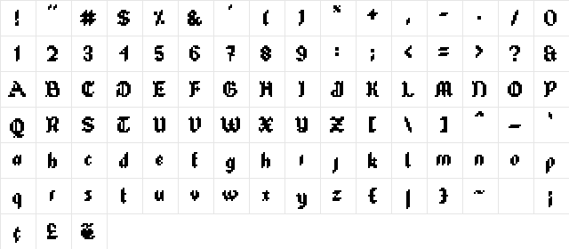 TubeOfCorn Medium Character Map
