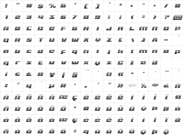 Turbo Charge Gradient Italic Italic Character Map
