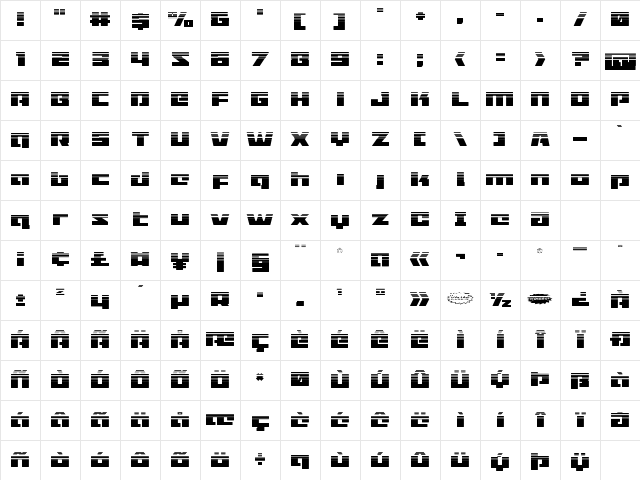 Turbo Charge Halftone Regular Character Map