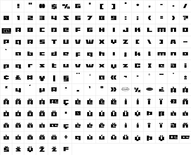 Turbo Charge Regular Character Map Turbo Charge Regular Character Map