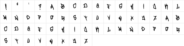 Turnt Up Bold Character Map