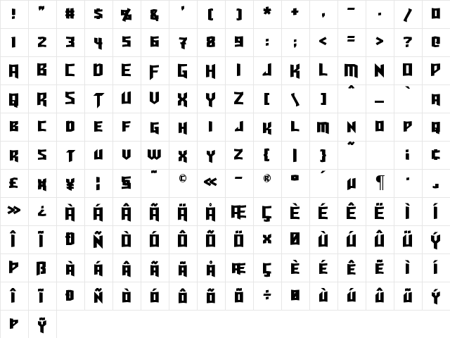 Turok Regular Character Map Turok Regular Character Map