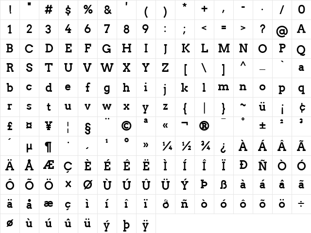 Twentytwelve Slab TwentytwelveSlab Character Map Twentytwelve Slab TwentytwelveSlab Character Map