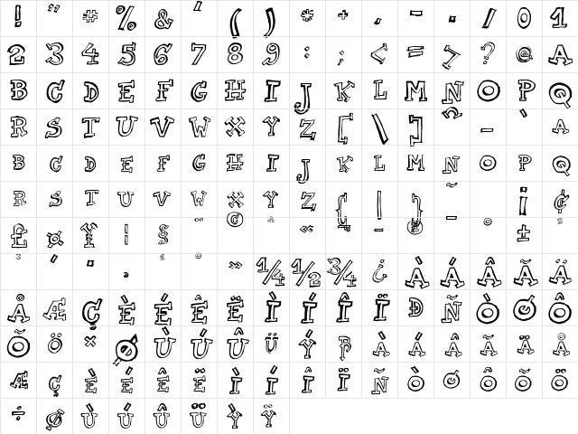 TWO AM Regular Character Map