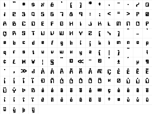 Twobit Bold Character Map