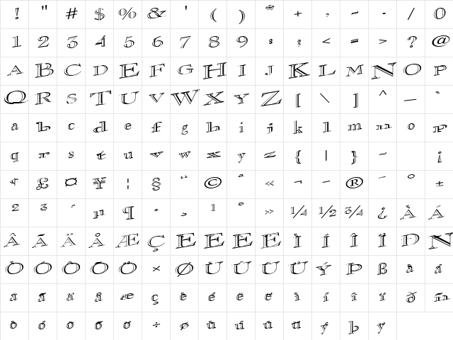 TwoShakes5 Regular Character Map