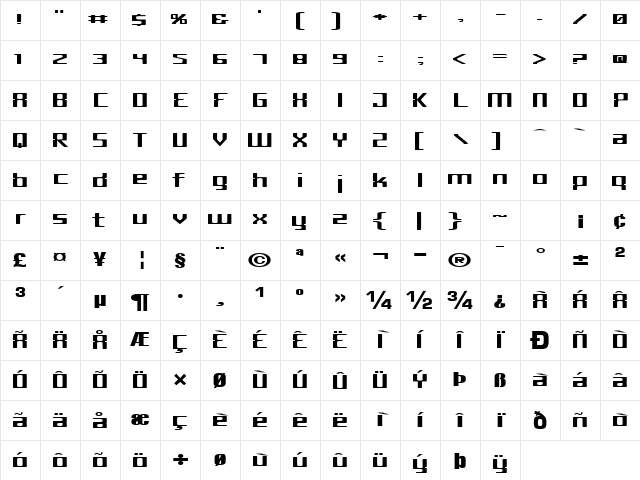 Type Bold Character Map