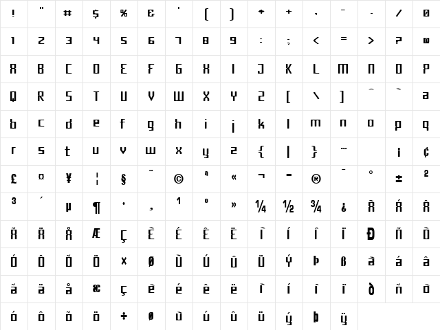 Type Bold Character Map