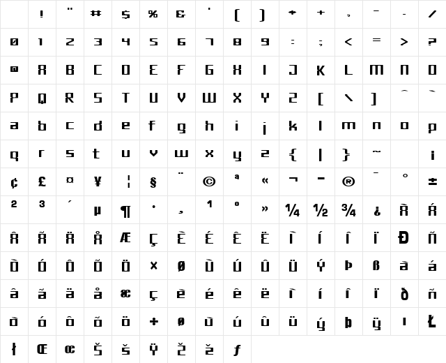 TypeTalkBold58 Bold Character Map TypeTalkBold58 Bold Character Map