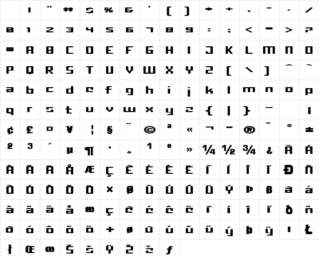TypeTalkBold58 Bold Character Map TypeTalkBold58 Bold Character Map