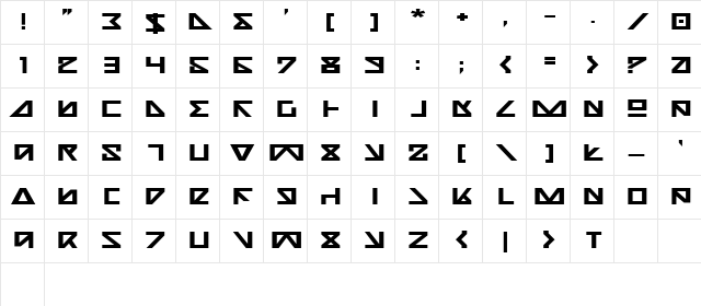 Nick Turbo Bold Expanded Bold Expanded Character Map