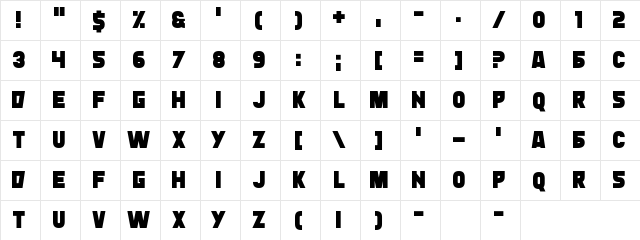 Typingrad Regular Character Map