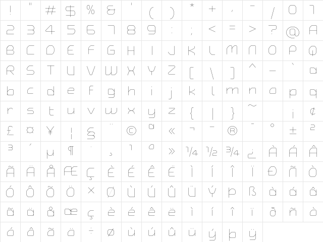 Typo Angular Rounded Thin Demo Regular Character Map