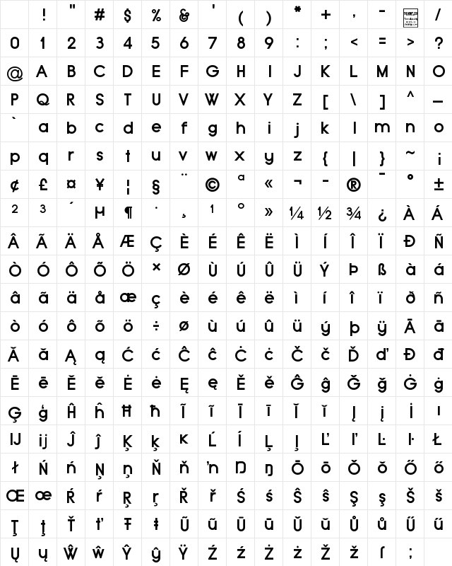Typo Grotesk Bold Character Map Typo Grotesk Bold Character Map
