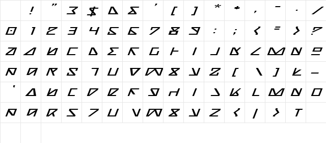 Nick Turbo Expanded Italic Expanded Italic Character Map Nick Turbo Expanded Italic Expanded Italic Character Map