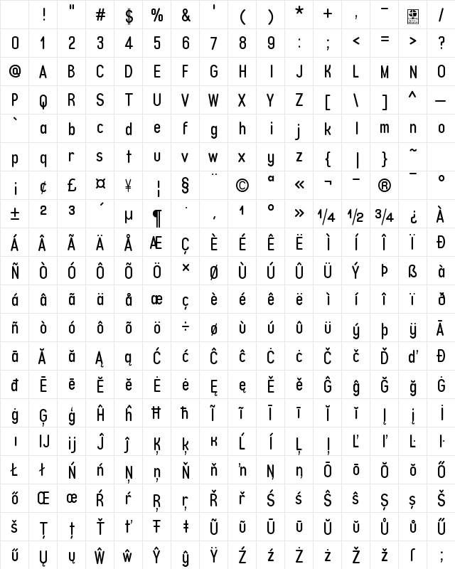 Typo Quik Demo Regular Character Map Typo Quik Demo Regular Character Map