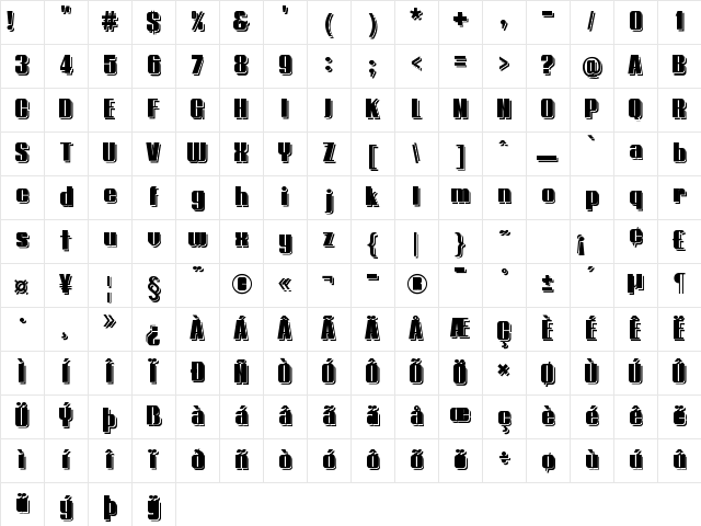 Typoline Demi Shadow Regular Character Map