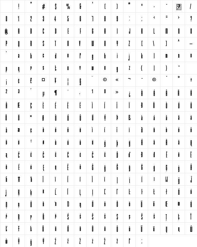 Typo-Longest Demo Bold Character Map