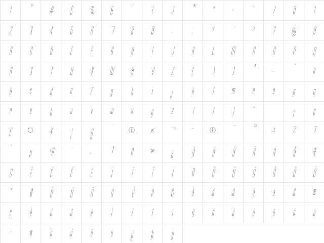 Typo-Longest Thin Demo Italic Character Map Typo-Longest Thin Demo Italic Character Map