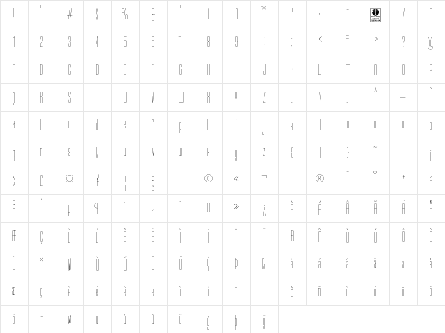 Typo-Longest Thin Demo Regular Character Map Typo-Longest Thin Demo Regular Character Map