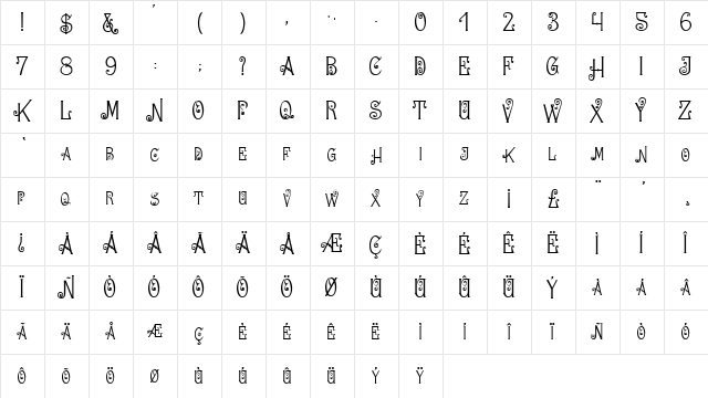 Typornament Prague Regular Character Map