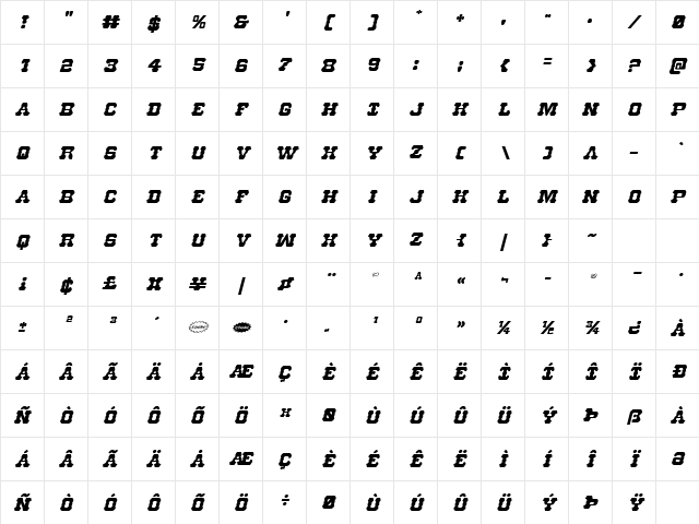 U.S. Marshal Italic Italic Character Map