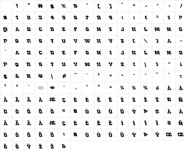 U.S. Marshal Leftalic Italic Character Map U.S. Marshal Leftalic Italic Character Map