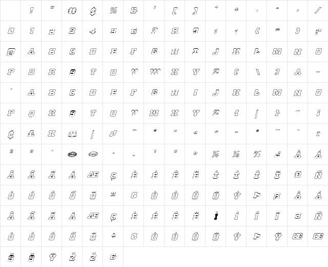 U.S. Marshal Shadow Italic Character Map U.S. Marshal Shadow Italic Character Map