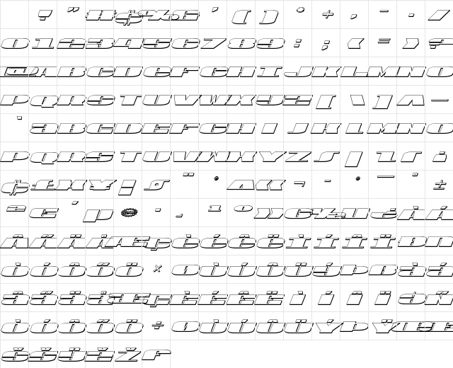 U.S.A. 3D Italic Character Map U.S.A. 3D Italic Character Map