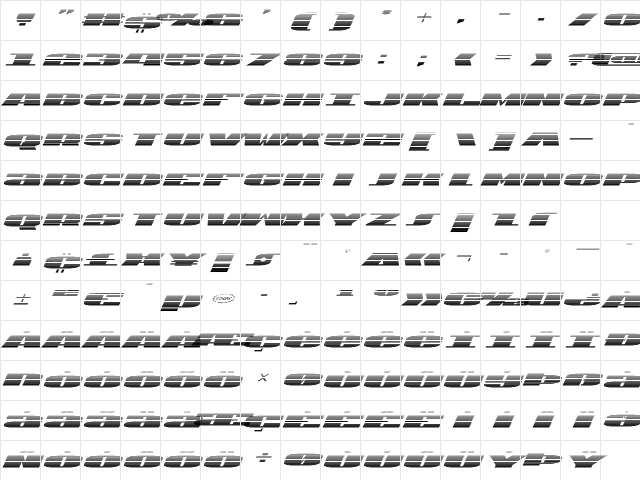 U.S.A. Gradient Italic Italic Character Map