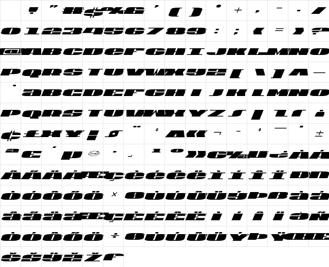 U.S.A. Italic Character Map U.S.A. Italic Character Map