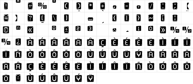 U2 Metalona* Regular Character Map
