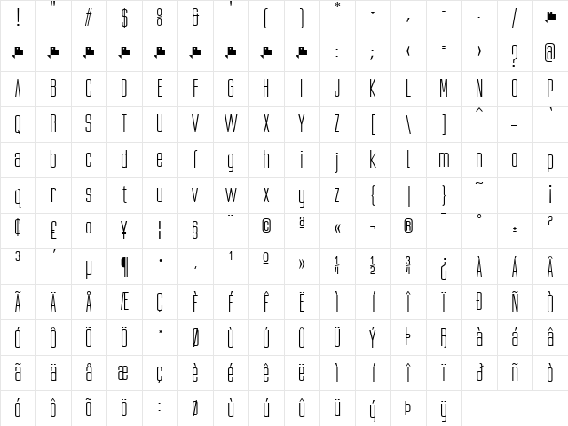 Ubicada Regular Character Map