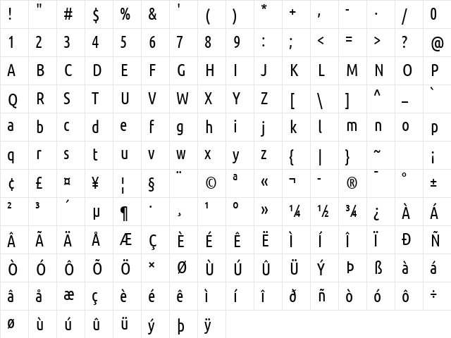 UbuntuCondensed Nerd Font Mono Regular Character Map
