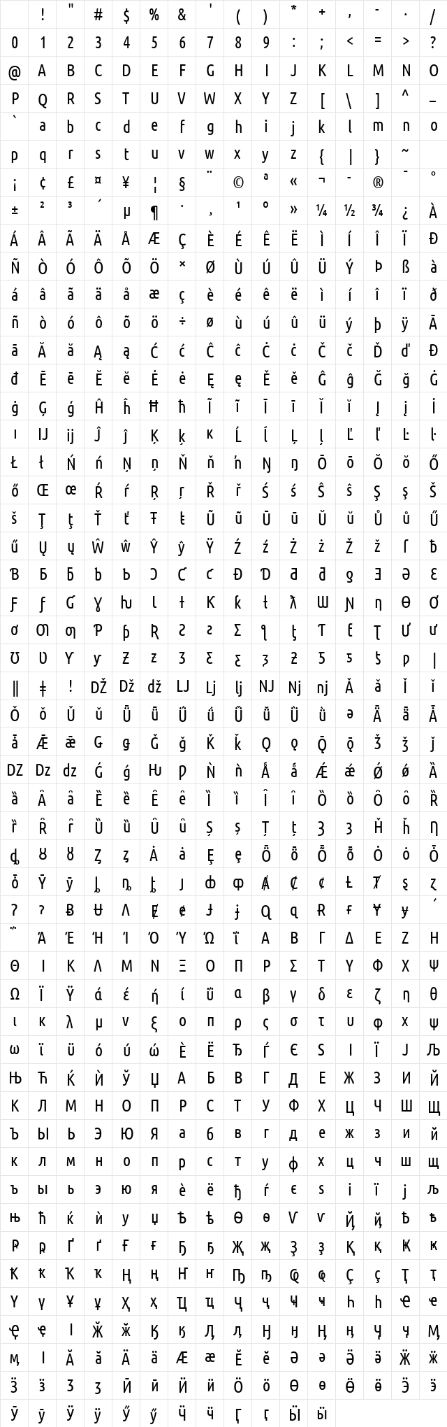 UbuntuCondensed Nerd Font Regular Character Map UbuntuCondensed Nerd Font Regular Character Map