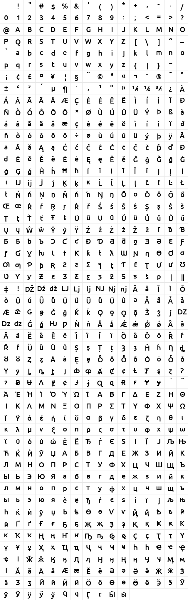 Ubuntu NF Bold Character Map Ubuntu NF Bold Character Map
