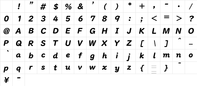 UDDigiKyoItalic Heavy Italic Character Map UDDigiKyoItalic Heavy Italic Character Map