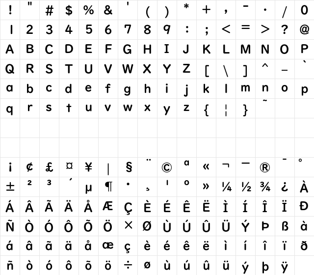 UDDigiKyokasho Std B Character Map
