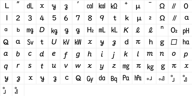 UDDigiKyoKigo m Regular Character Map