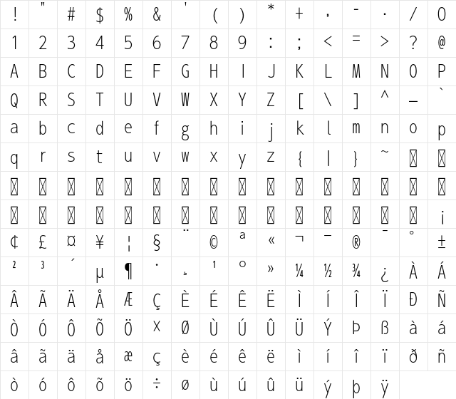 A-OTF UD Shin Go Con50 Pr6 EL Character Map