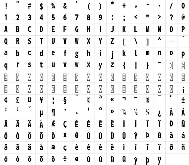 A-OTF UD Shin Go Con50 Pr6 H Character Map