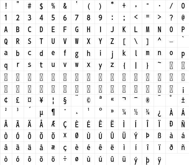 A-OTF UD Shin Go Con50 Pr6 M Character Map
