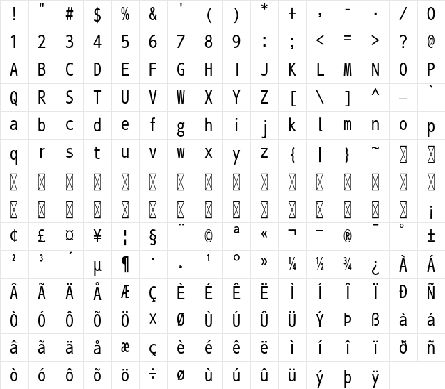 A-OTF UD Shin Go Con50 Pr6 R Character Map