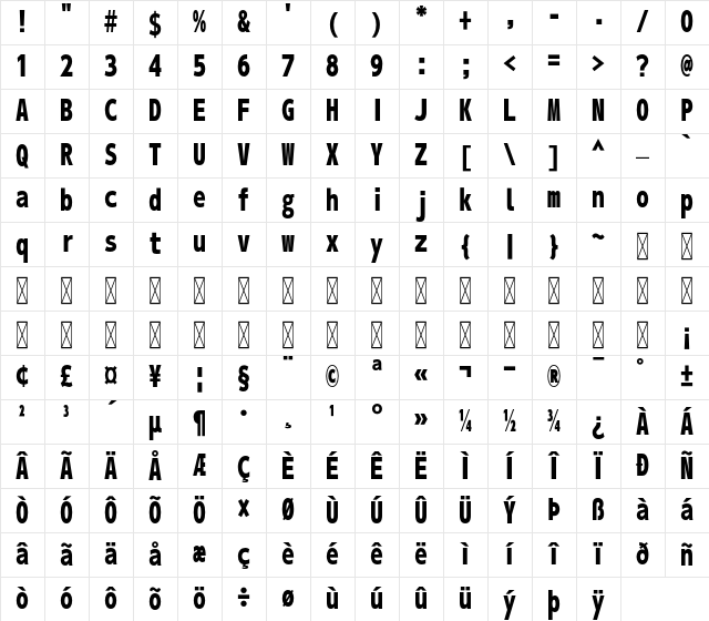 A-OTF UD Shin Go Con50 Pr6 U Character Map