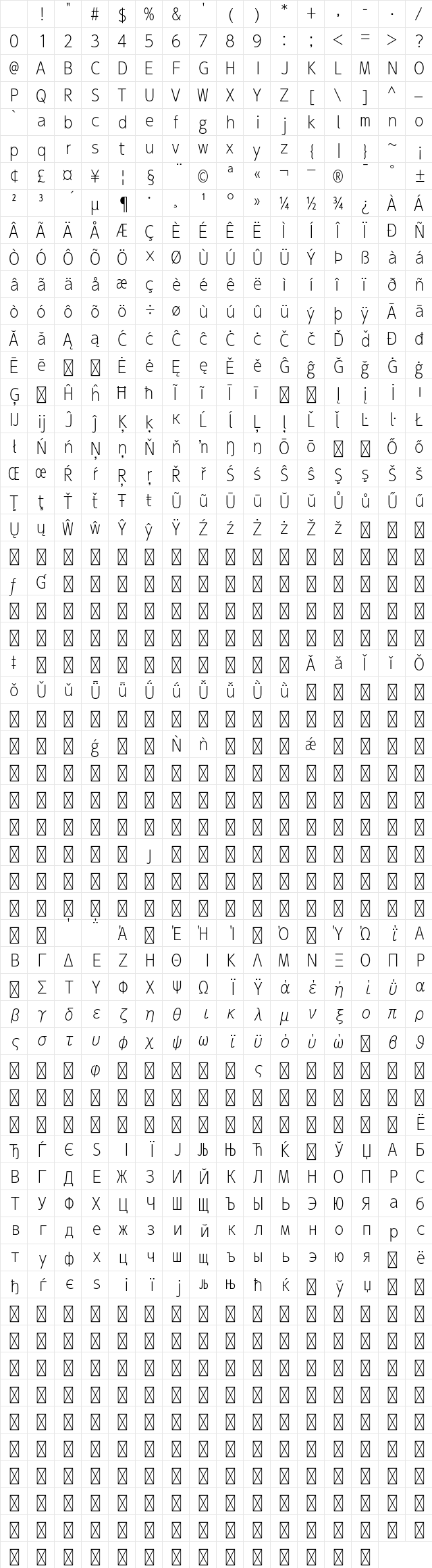 A-OTF UD Shin Go Con70 Pr6 EL Character Map A-OTF UD Shin Go Con70 Pr6 EL Character Map