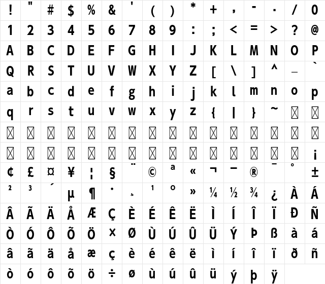 A-OTF UD Shin Go Con70 Pr6N B Character Map